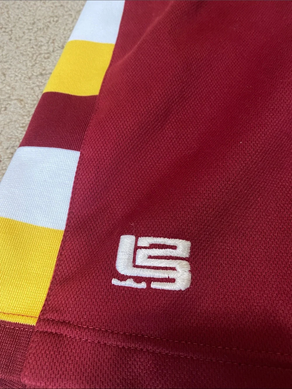 Nike - Lebron XXL Maroon Athletic Shorts with Yellow & White Side Stripes